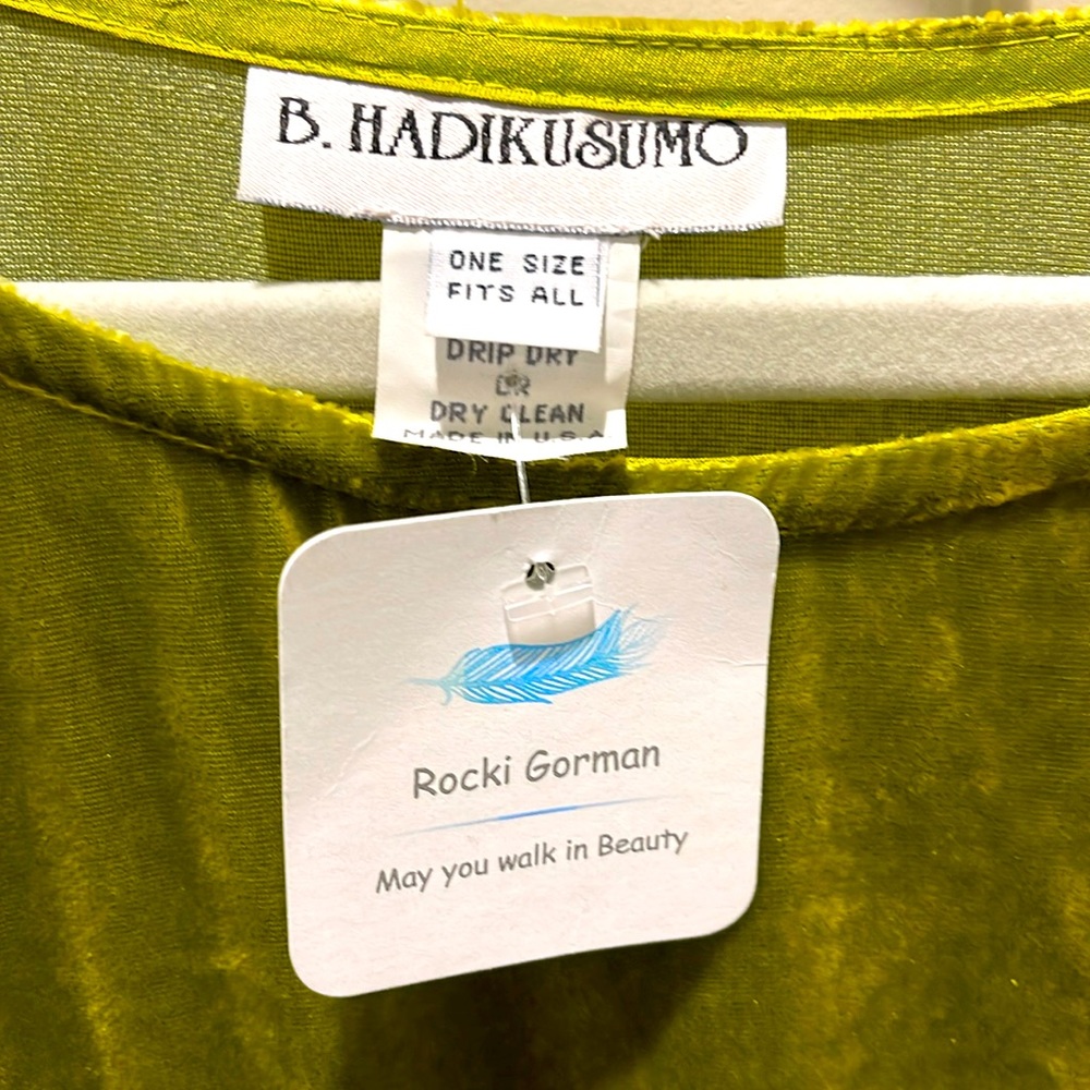 Rare and fabulous B Hadikusumo Green Velvet Tunic from Rocky Gorman, Santa Fe
